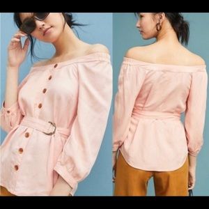 Anthropologie Maeve Belted Off the Shoulder Tunic